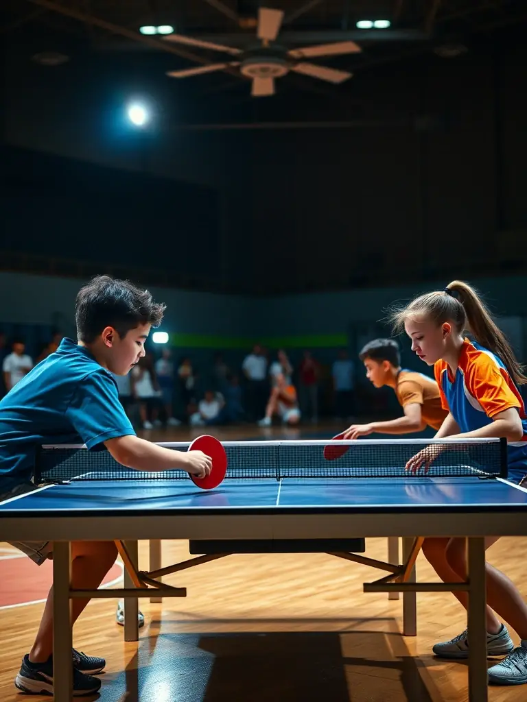 A vibrant image of a table tennis tournament organized by TENNIS DE TABLE AUBIGNY SUR NERE, capturing the excitement and competitive spirit of the event.